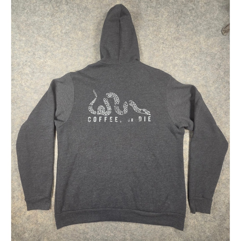 Black Rifle Coffee Company Hoodie Mens XL Gray Coffee or Die Full Zip Sweatshirt - Picture 6 of 7